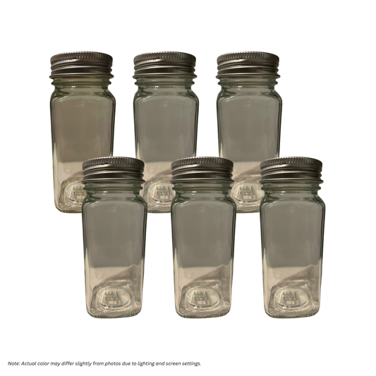 HOMESMITHS Airtight Glass Storage Bottles Set of 6 - Silver lid