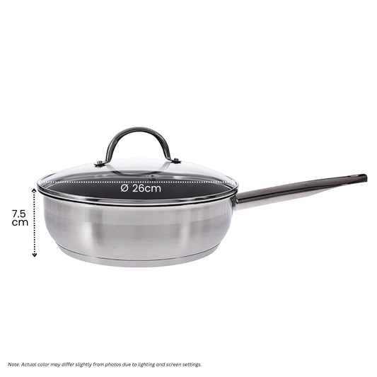 BERGNER Gourmet Frypan with Glass Lid, 26cm, Stainless Steel