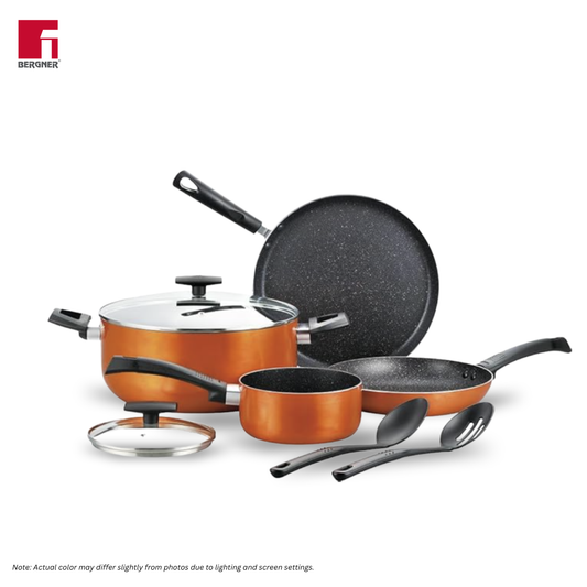 BERGNER Ultra 8-pc Non-Stick Cookware Set (Metallic Orange)