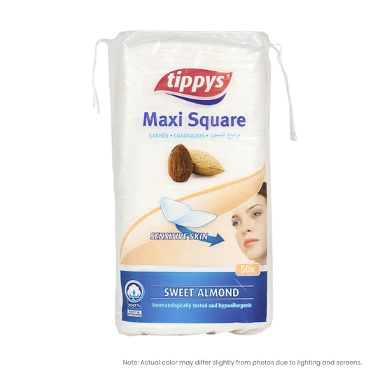 TIPPYS Maxi Square Sweet Almond (50 square cotton pads) - Pack of 1