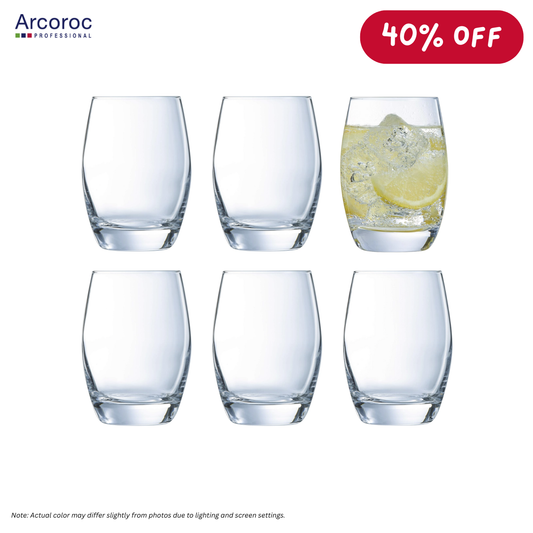 ARCOROC Malea Professional Quality Glass Tumblers - Set of 6 (30cl (10.1 oz)