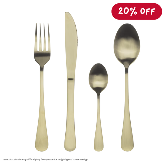 BERGNER 24-Piece Munich Champagne Matte Finished Inox Stainless Steel Cutlery Set BG5139CH