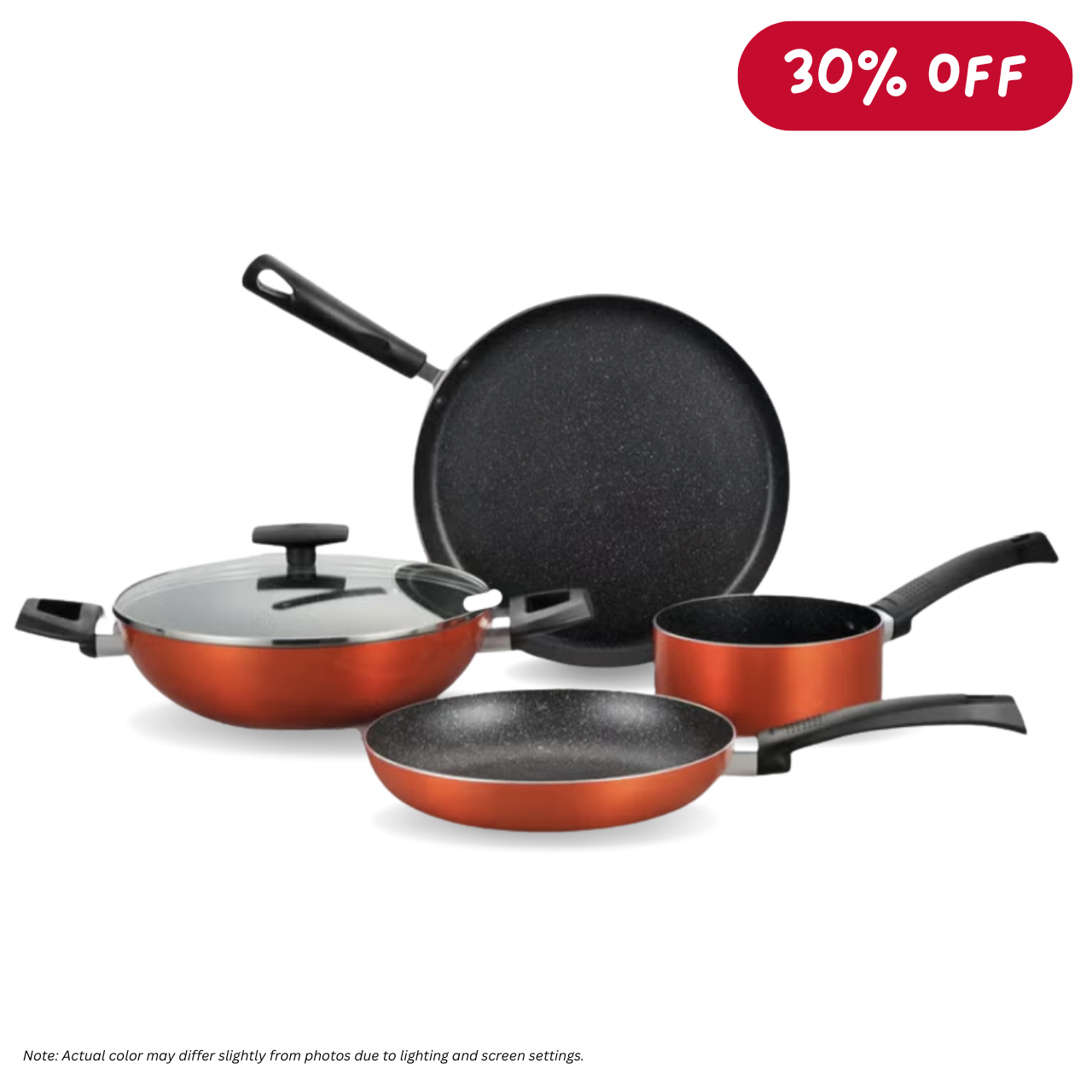 BERGNER Ultra 5-pc Non-Stick Cookware Set (Metallic Orange)