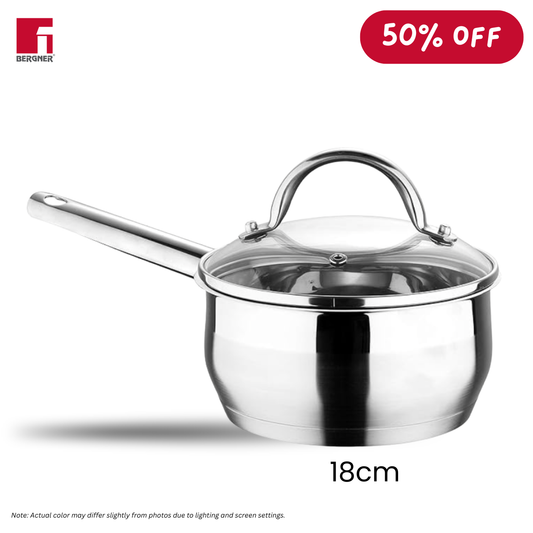 BERGNER Gourmet 2 Saucepan with Lid, Silver, 18cm (2.1 L), 18/10 Stainless Steel BG6394