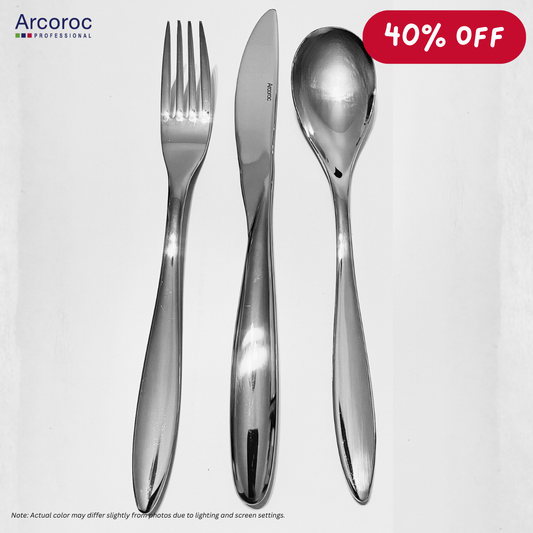 ARCOROC Utah Individual 3-Piece Essential Cutlery Set,  18/10 Stainless Steel (Silver) - Restaurant & Hotel Grade (1 Set of 3)