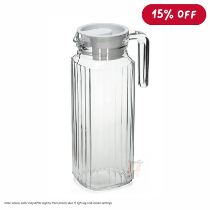 TALIONA Waves Pattern Glass Jug, 1.1 Liter Capacity