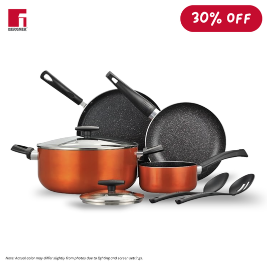 BERGNER Ultra 8-pc Non-Stick Cookware Set (Metallic Orange)