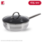 BERGNER Gourmet Frypan with Glass Lid, 26cm, Stainless Steel
