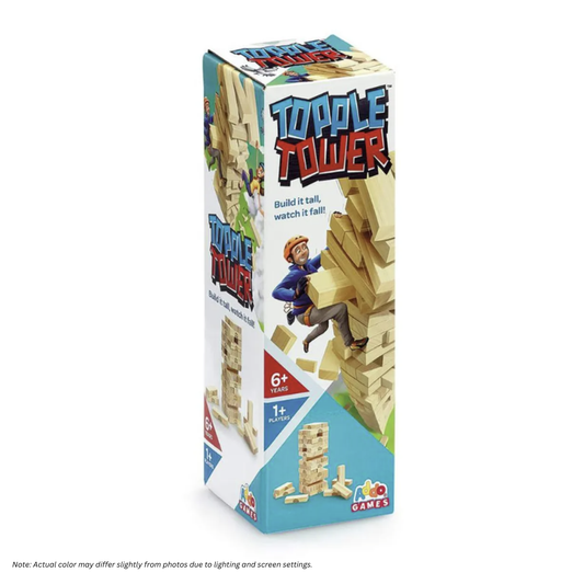 ADDO GAMES Wooden Topple Tower™, 6 Years+, 7.5 x 22.5 cm - 48 Pieces, Beige