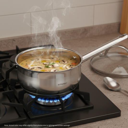 BERGNER Gourmet 2 Saucepan with Lid, Silver, 18cm (2.1 L), 18/10 Stainless Steel BG6394