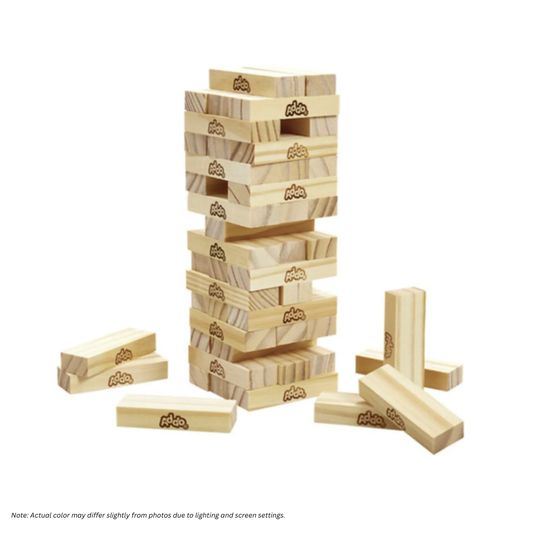 ADDO GAMES Wooden Topple Tower™, 6 Years+, 7.5 x 22.5 cm - 48 Pieces, Beige