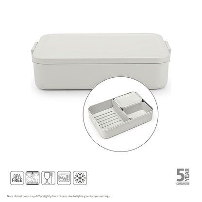BRABANTIA Make & Take Bento Lunch Box, Large (Light Grey) - 1 set