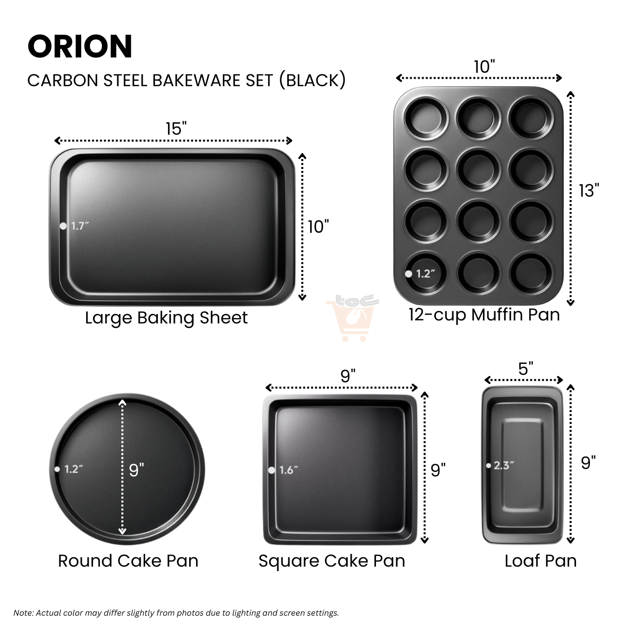 BERGNER Orion 5-Piece Carbon Steel Non-Stick Bakeware Set (Black)