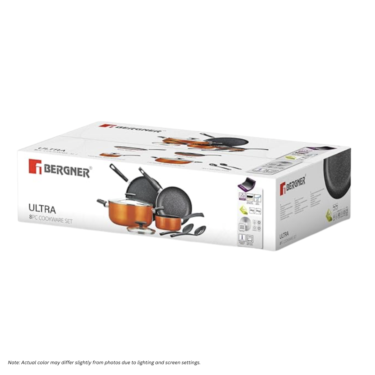BERGNER Ultra 8-pc Non-Stick Cookware Set (Metallic Orange)