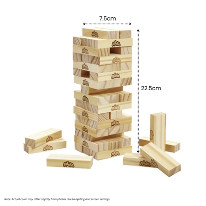 ADDO GAMES Wooden Topple Tower™, 6 Years+, 7.5 x 22.5 cm - 48 Pieces, Beige