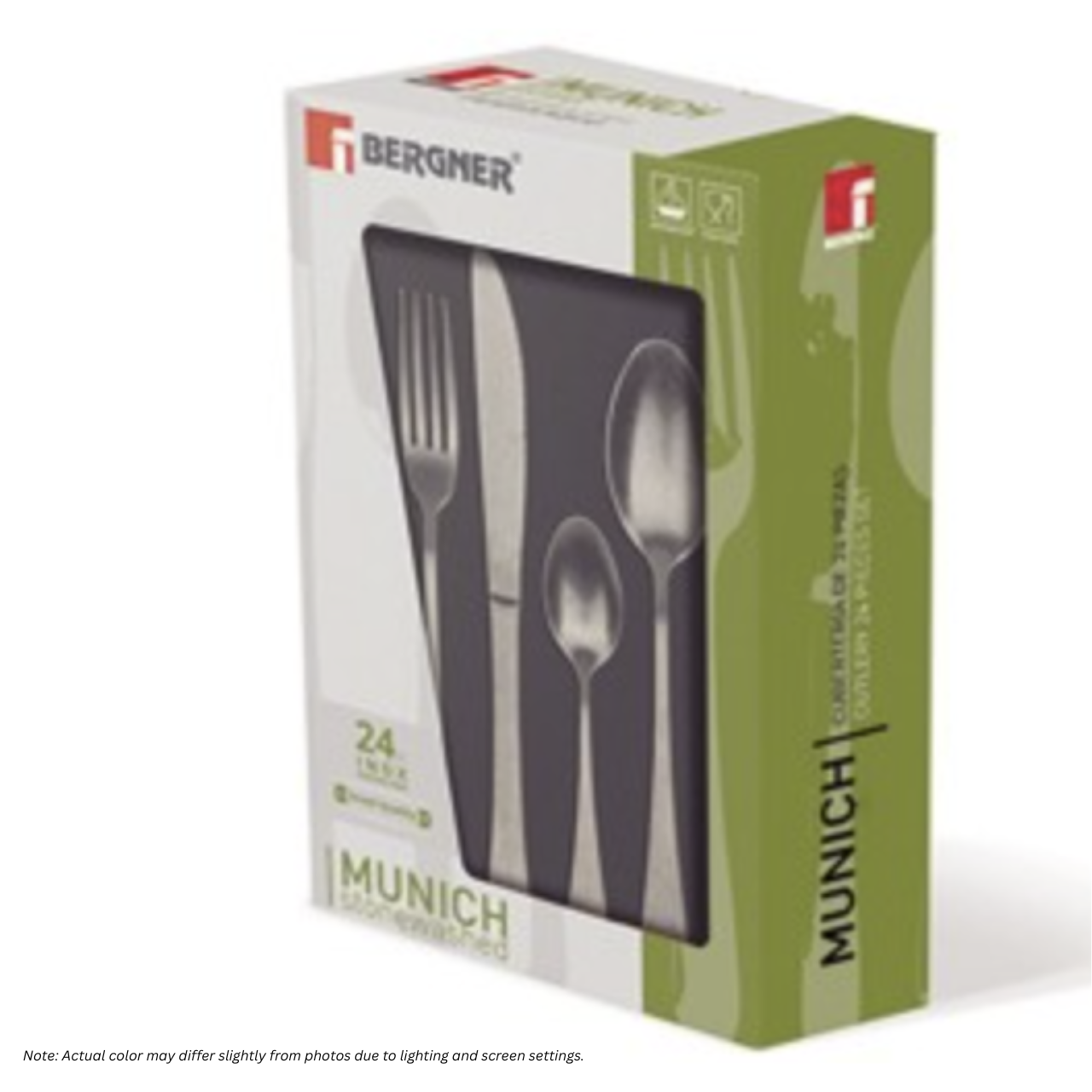 BERGNER 24-Piece Munich Stonewashed Finish Inox Stainless Steel Cutlery Set