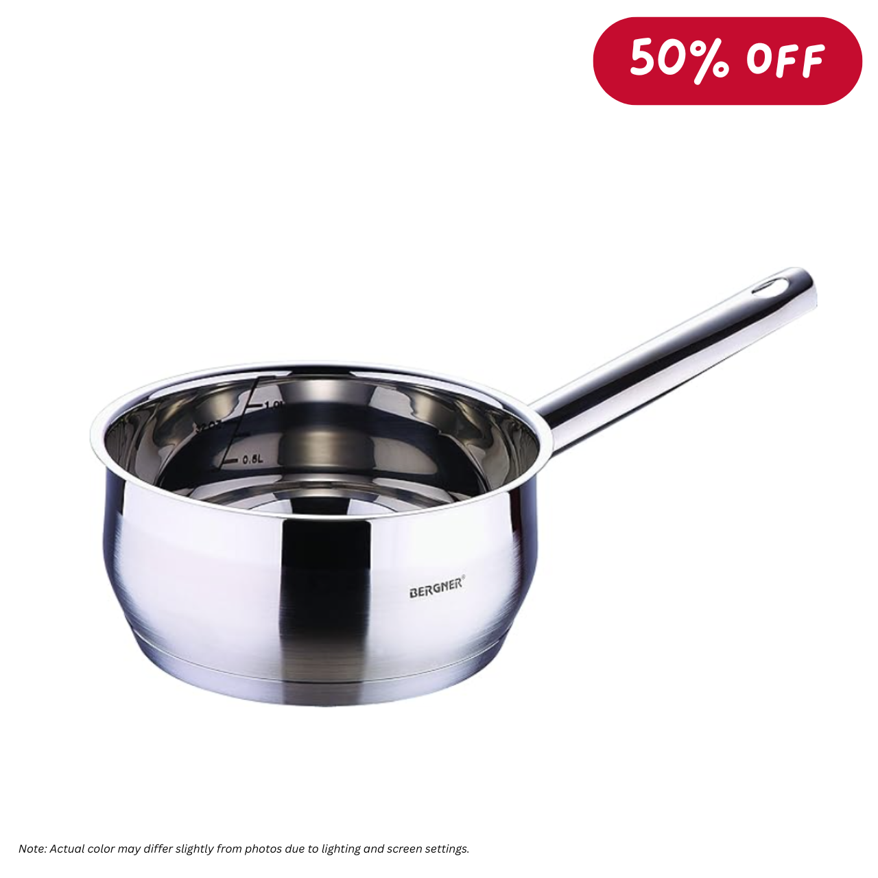BERGNER Gourmet Saucepan, Silver, 14cm (1 Liter), 18/10 Stainless Steel BG6501