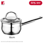 BERGNER Gourmet 2 Saucepan with Lid, Silver, 16cm (1.3L), 18/10 Stainless Steel BG6502