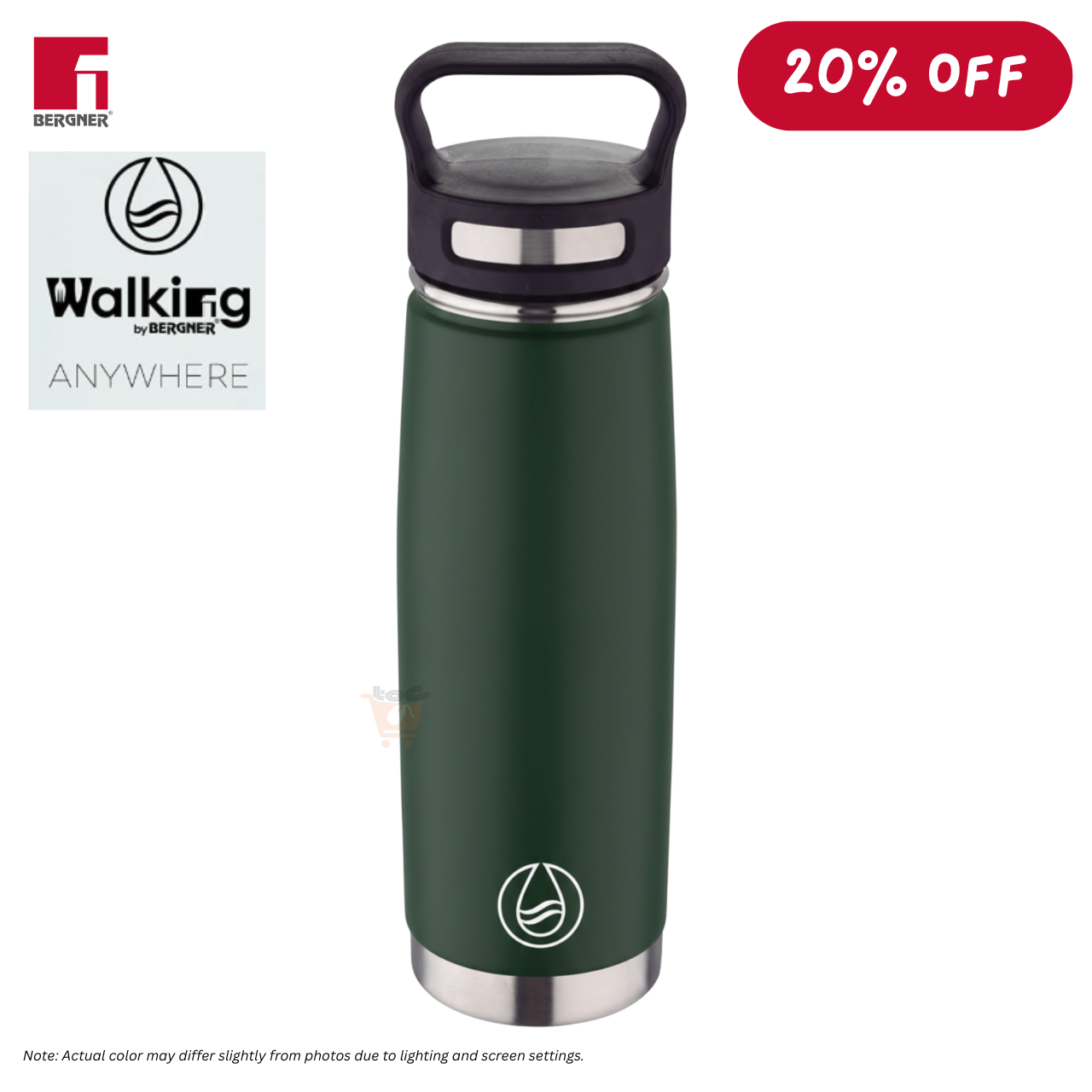 BERGNER Walking Anywhere Vacuum Bottle 500ML (Matte Green) - BG37572MGR