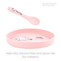 (Sanrio) HELLO KITTY Silicone Plate and Spoon Set, Pink (1 set)