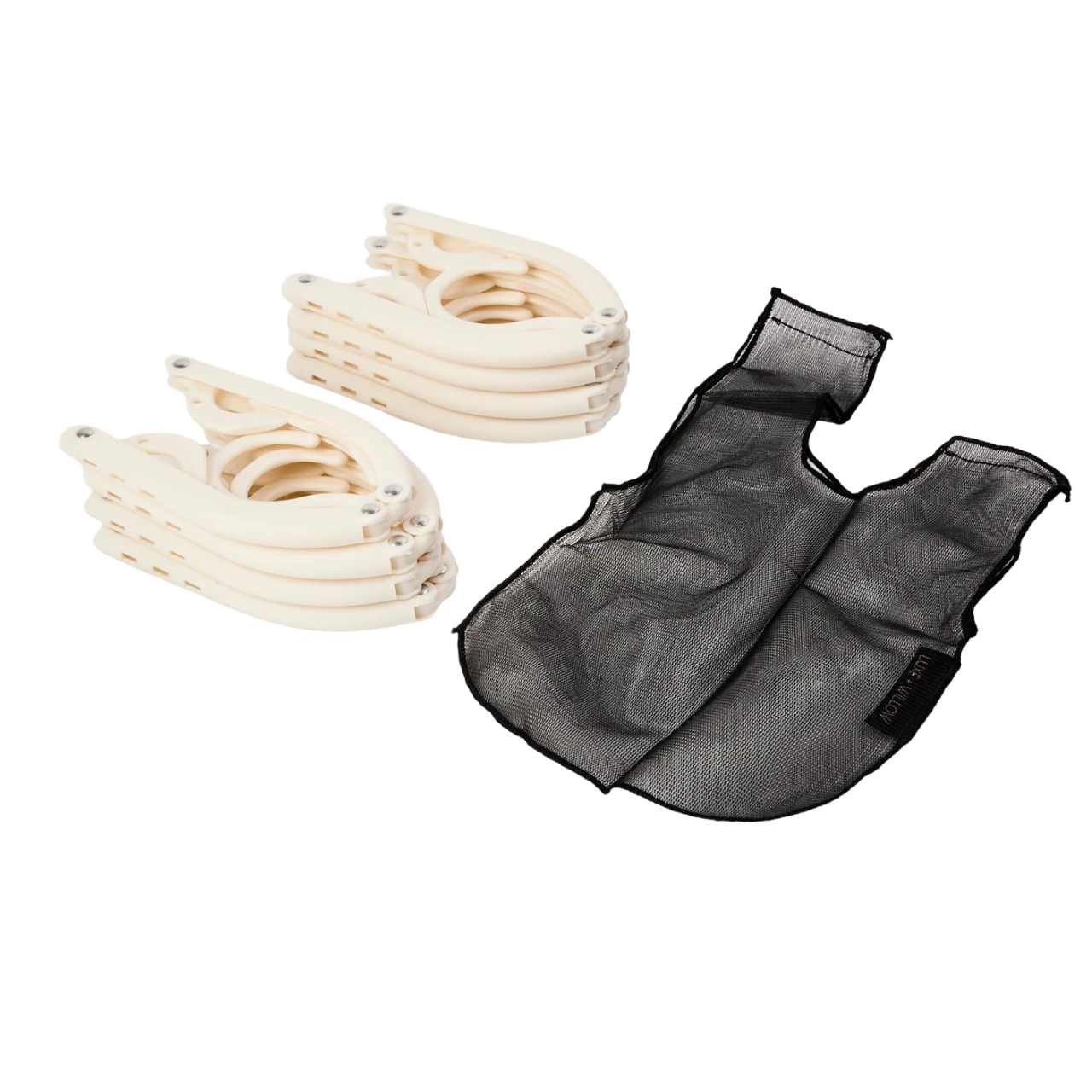 LUXE + WILLOW Folding Travel Hangers and Carrying Pouch (9-piece set) - White