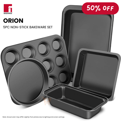 BERGNER Orion 5-Piece Carbon Steel Non-Stick Bakeware Set (Black)