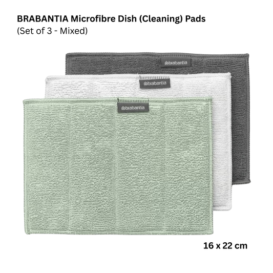 BRABANTIA Microfibre Dish (Cleaning) Pads (Set of 3 - Mixed)